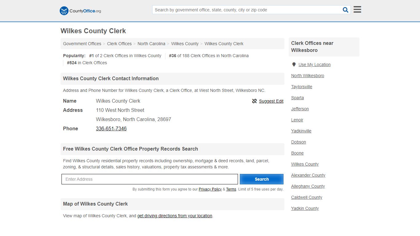 Wilkes County Clerk - Wilkesboro, NC (Address and Phone)